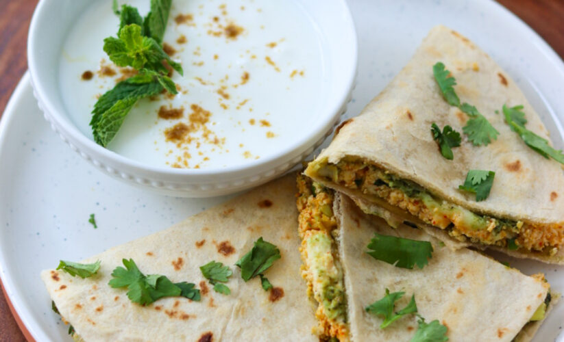 Paneer Paratha Quesadilla